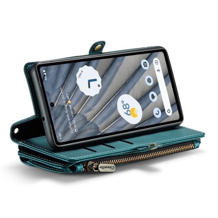 Caseme - CASEME Plånboksfodral Konstläder för Google Pixel 7a med kortfack - Grön