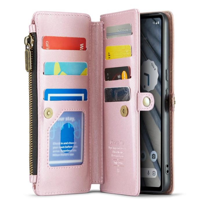 Caseme - CASEME Plånboksfodral Konstläder för Google Pixel 7a med kortfack - Rosa