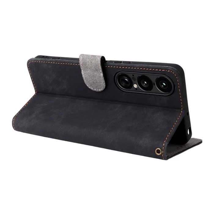 A-One Brand - Sony Xperia 1 VII Plånboksfodral RFID Kickstand med rem - Svart