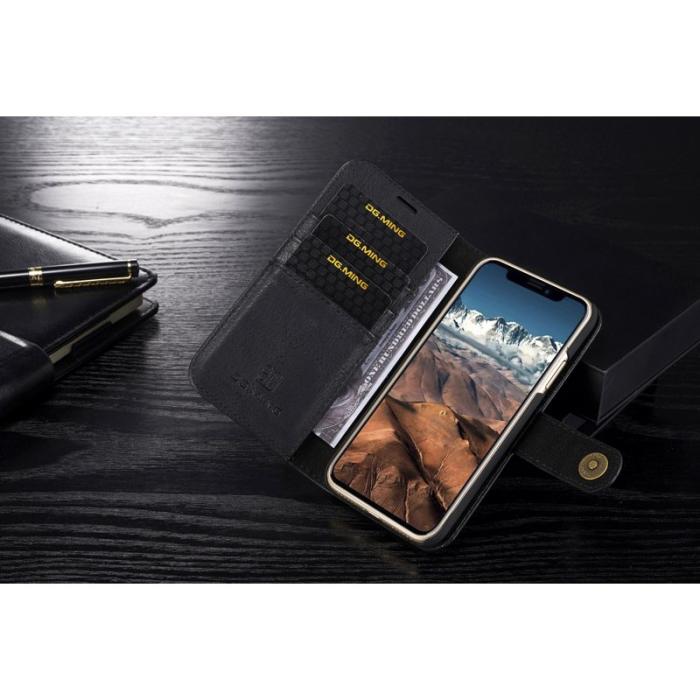 DG.MING - DG.MING iPhone X/XS Plånboksfodral Äkta läder med - Svart