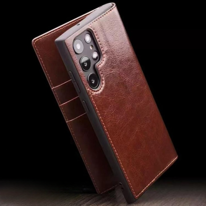 QIALINO - QIALINO Galaxy S22 Ultra Plånboksfodral Äkta Läder
