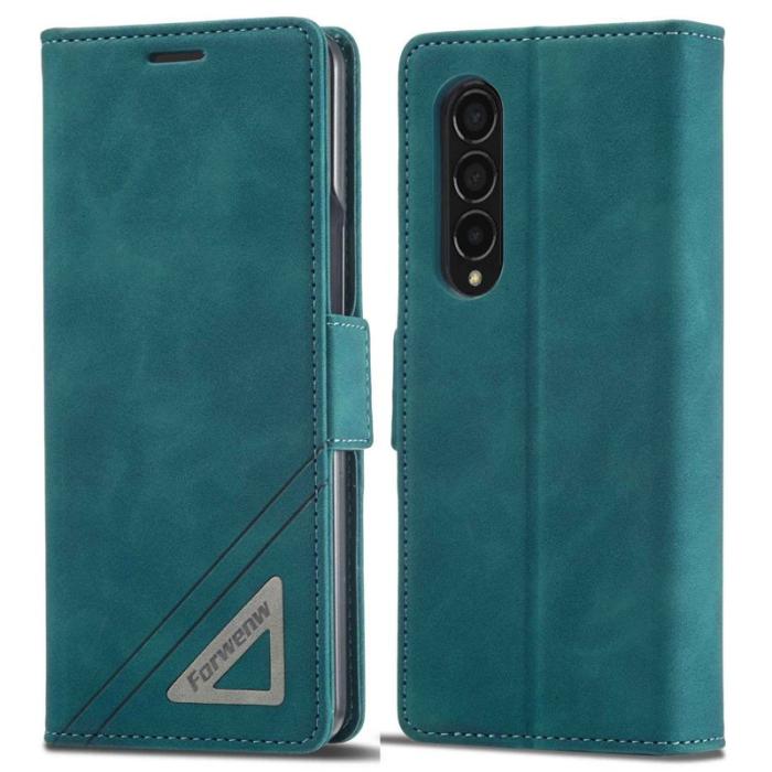 FORWENW - FORWENW F3-Series Samsung Galaxy Z Fold3 5G Plånboksfodral Konstläder - Cyan