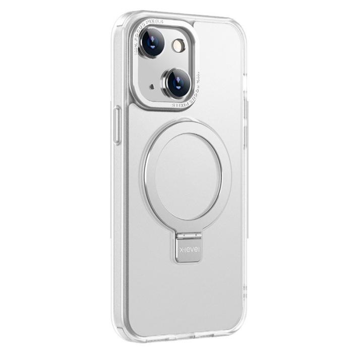 X-Level - X-LEVEL Mobilskal till iPhone 14 MagSafe Kickstand TPU+PC Transparent Vit
