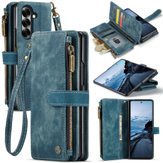 Caseme - CASEME Galaxy Z Fold 7 Plånboksfodral Med Rem läder - Blå