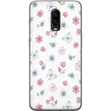 Gustaf - Mobilskal till OnePlus 6T med Blommor och fj&auml;rillar