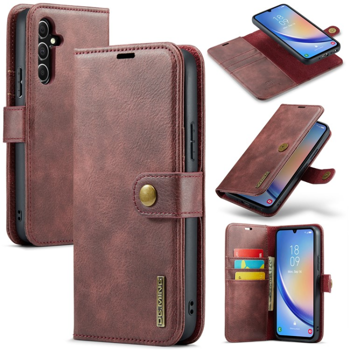 DG.MING - DG.MING Galaxy A34 5G Plånboksfodral Äkta Läder 2in1 - Röd