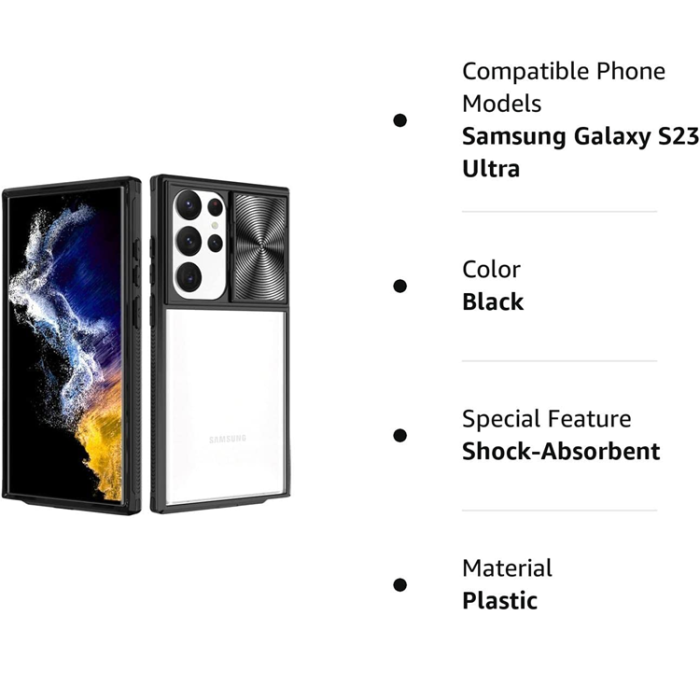 OEM - Galaxy S22 Ultra Mobilskal Kamera Slider - Svart