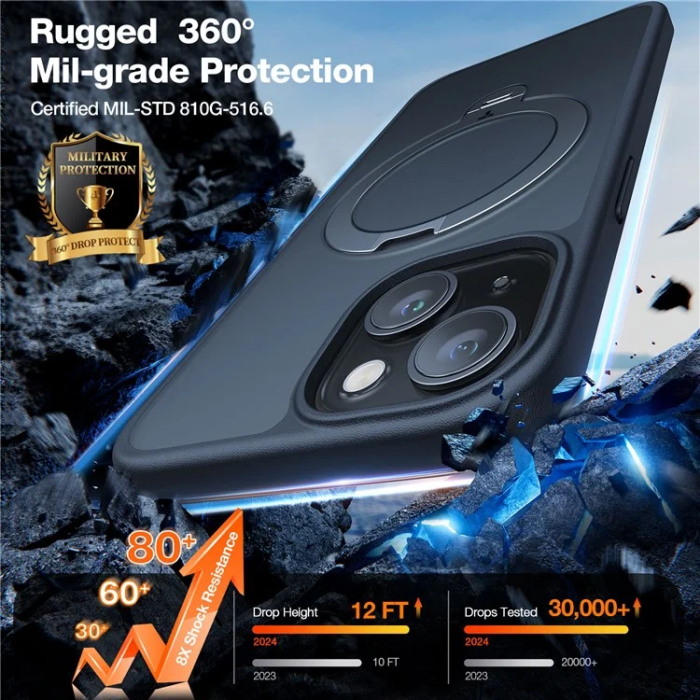 Torras - TORRAS iPhone 15 Mobilskal Magsafe Ringhållare - Svart