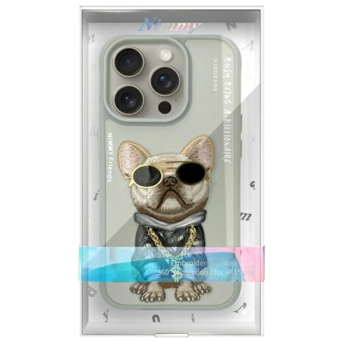 NIMMY - Nimmy iPhone 15 Pro Max Mobilskal Glasses Cool Dog - Grå