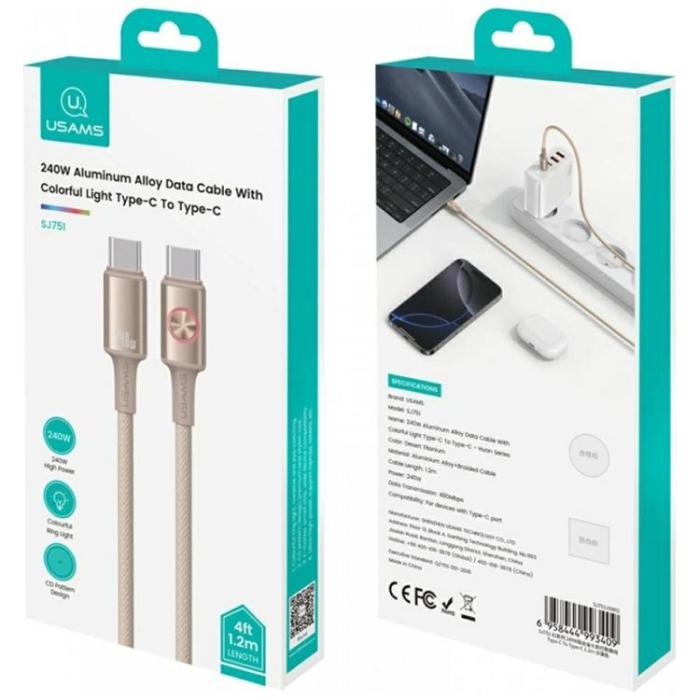 USAMS - USAMS USB-C Till USB-C Kabel 240W 1.2m Huan - Titan
