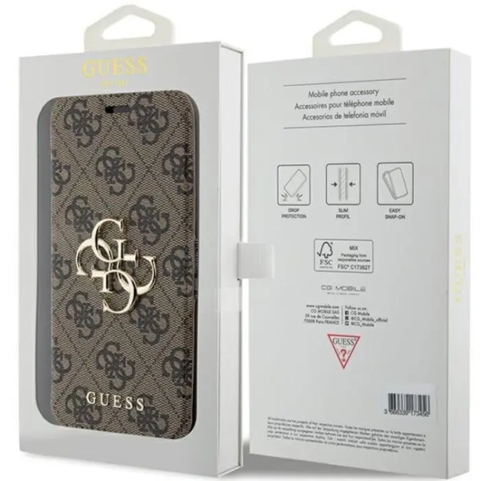 Guess - Guess iPhone 15 Pro Max Plånboksfodral Metall Logo - Brun