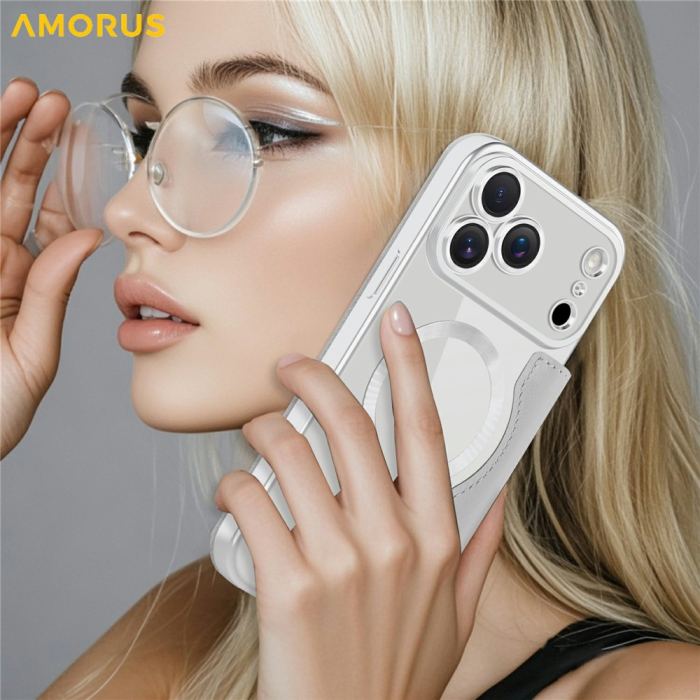 Amorus - AMORUS iPhone 17 Pro Plånboksfodral MagSafe RFID - Titangrå