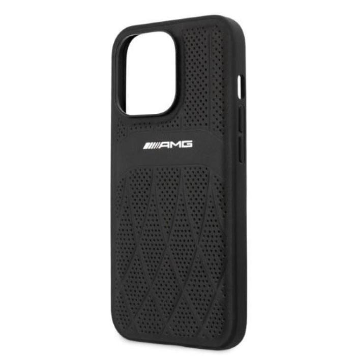 Mercedes - AMG iPhone 13 Pro Max Mobilskal Läder Curved Lines - Svart