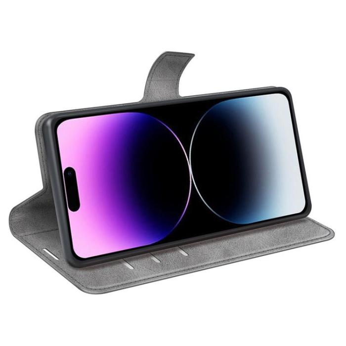 OEM - iPhone 15 Pro Max Plånboksfodral Calf Flip Folio - Grå