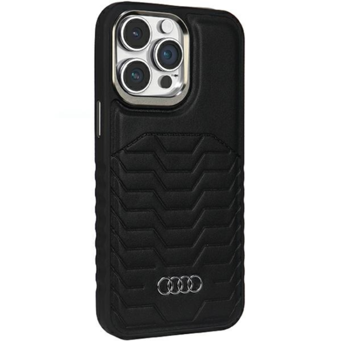 Audi - Audi iPhone 14 Pro Max Mobilskal Magsafe Synthetic Läder - Svart