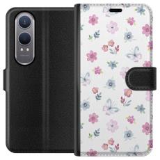 iSecrets - Pl&aring;nboksfodral till OnePlus Nord CE4 Lite med Blommor och fj&auml;rillar