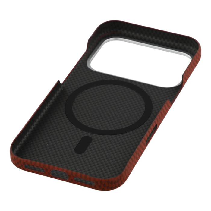 A-One Brand - iPhone 17 Pro Max Mobilskal MagSafe Carbon Fiber - Röd/Svart