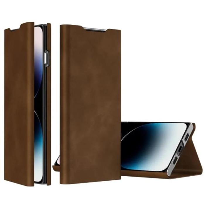 Taltech - iPhone 15 Pro Plånboksfodral Kickstand - Brun