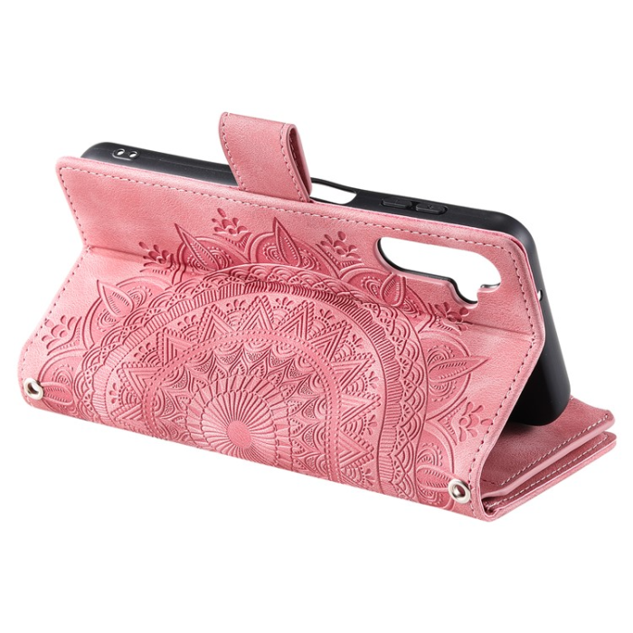 A-One Brand - Galaxy A34 5G Plånboksfodral Mandala Flower Imprinted - Rosa