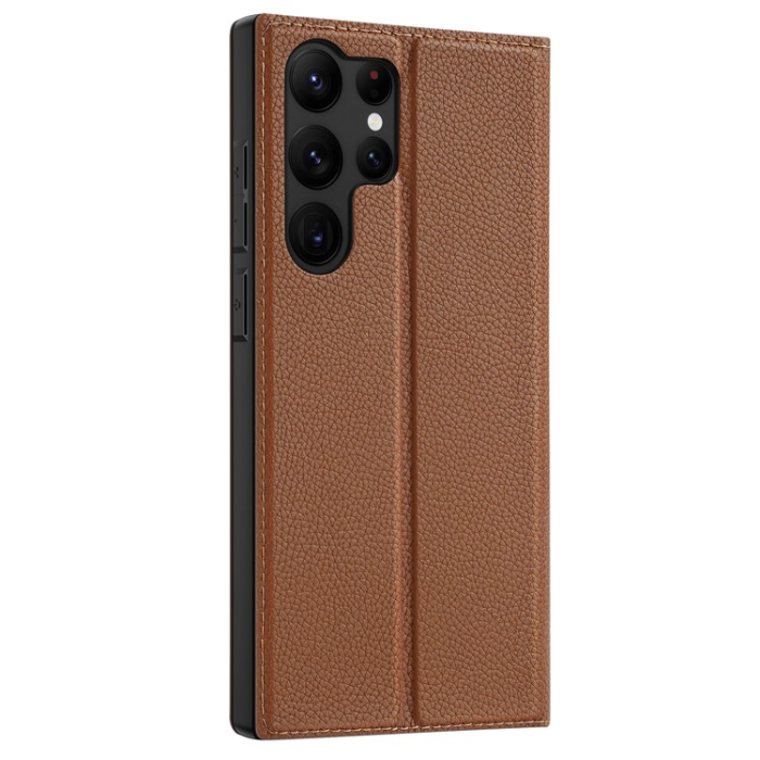 Dux Ducis - Dux Ducis Galaxy S23 Ultra Plånboksfodral Skin X2 Magnetic - Brun