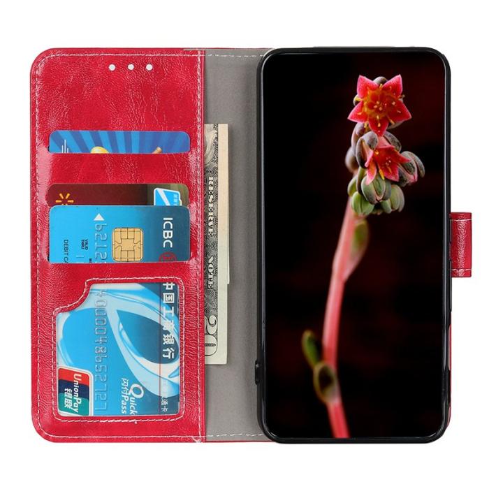 OEM - ABEEL Samsung Galaxy S26 Ultra Plånboksfodral Konstläder Crazy Horse - Röd