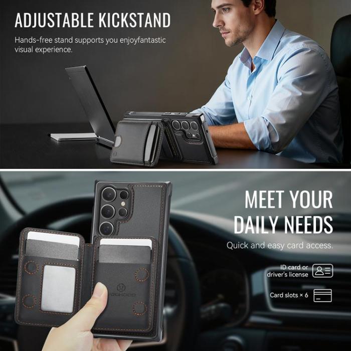 OEM - JEEHOOD Samsung Galaxy S23 Ultra Fodral KonstLäder - Svart