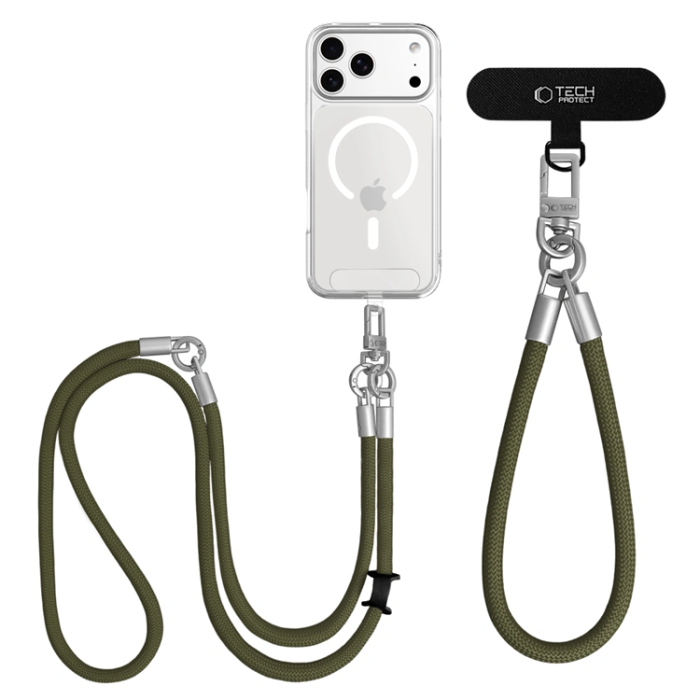 Tech-Protect - Tech-Protect Mobilrem Crossbody Och Wrist C10S - Olive Grön/Titanium