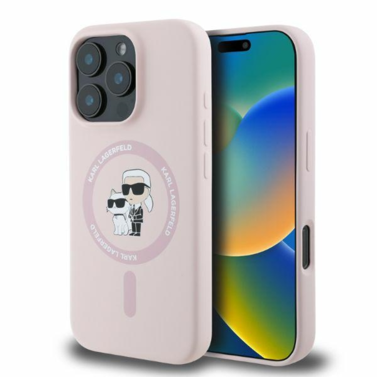 KARL LAGERFELD Mobilskal till iPhone 16 Pro Magsafe Silikon Heads Ring