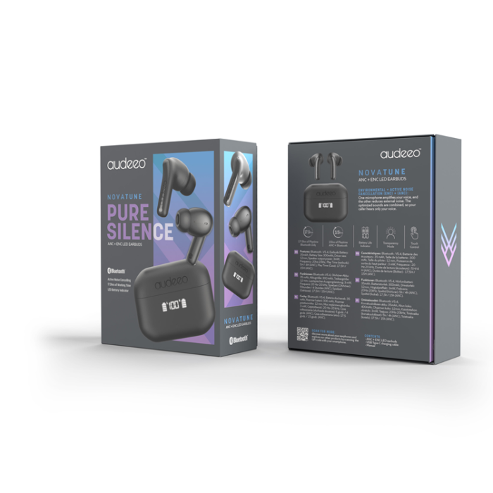 Audeeo - Audeeo Novatune ANC + ENC LED Earbuds - Svart