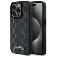 KARL LAGERFELD - Karl Lagerfeld Mobilskal till iPhone 15 Pro MagSafe Leather Monogram Svart