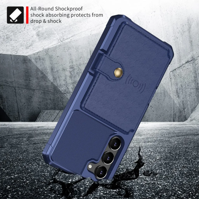 Taltech - Galaxy S23 Plus Mobilskal Korthållare Kickstand - Blå