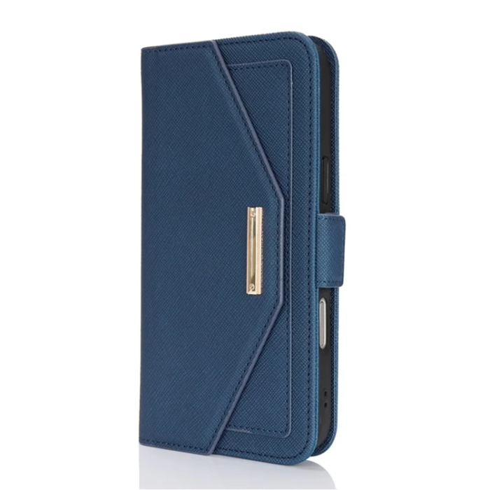 A-One Brand - iPhone 17 Pro Plånboksfodral Cross Texture med Axelrem - Blå