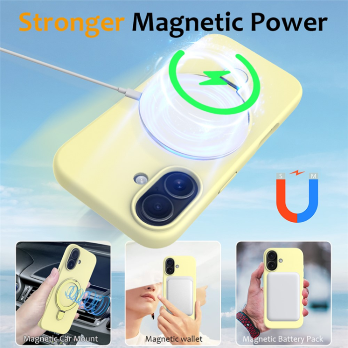 A-One Brand - iPhone 17 Mobiskal MagSafe Kickstand PC + Silikon - Gul