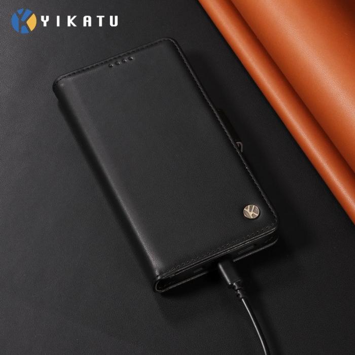 YIKATU - YIKATU Samsung Galaxy A37 Plånboksfodral Konstläder Ställ Skydd - Svart