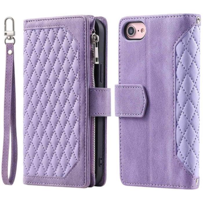 A-One Brand - iPhone 7/8/SE (2022/2020) Plånboksfodral Rhombus Grid - Lila