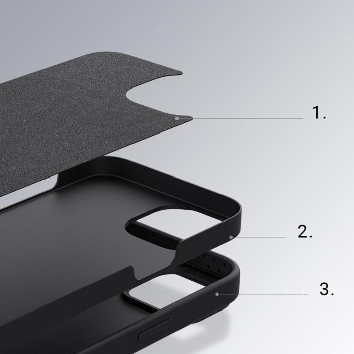 UTGATT1 - Nillkin CamShield Silky Silikon Skal iPhone 13 Pro - Svart