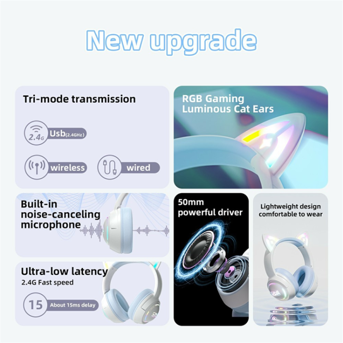 ONIKUMA - ONIKUMA Over-Ear Trådlösa Hörlurar Bluetooth Cat Ear GT838