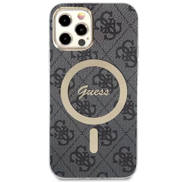 Guess - Guess iPhone 12/12 Pro Magsafe Skal Print + Trådlös Laddare - Svart