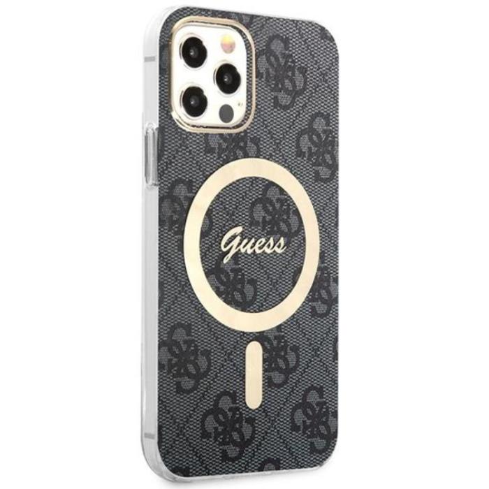 Guess - Guess iPhone 12/12 Pro Magsafe Skal Print + Trådlös Laddare - Svart