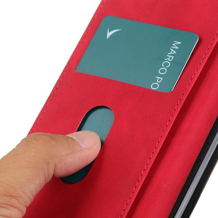 KHAZNEH - KHAZNEH Asus Zenfone 9 Plånboksfodral Retro Flip - Röd