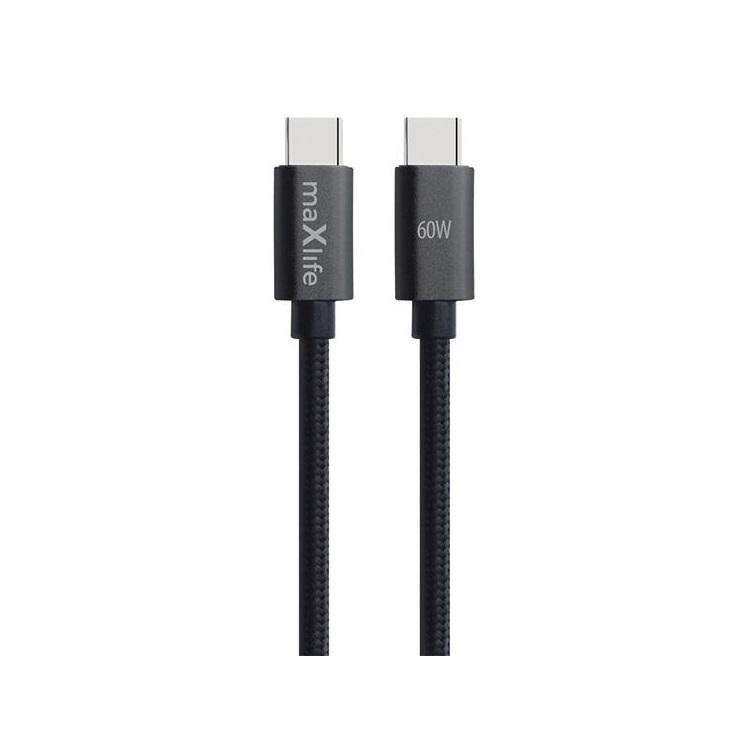 Maxlife USB-C - USB-C Kabel 2 m 60W - Svart | 3541 | AlltMobil