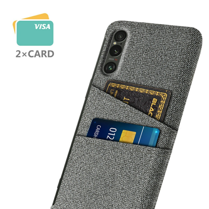 A-One Brand - Sony Xperia 1 VII Mobilskal med Dual Kortfack Tyg + PC - Grå