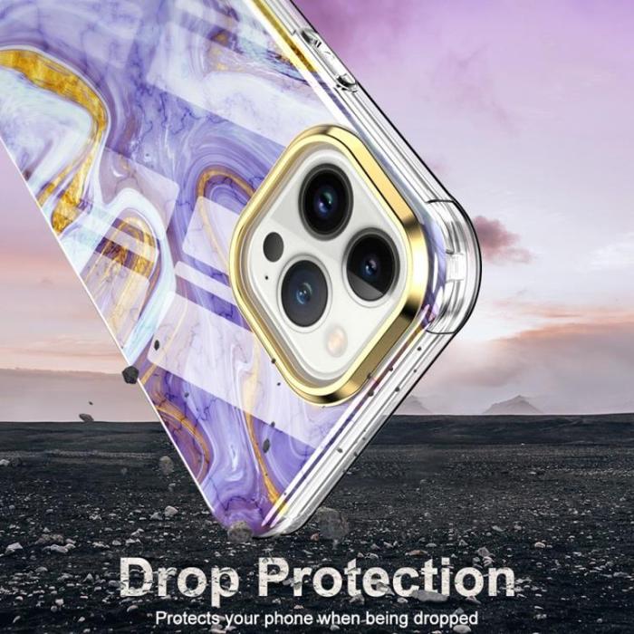 OEM - iPhone 14 Pro Max Skal 360 Marble - Lila