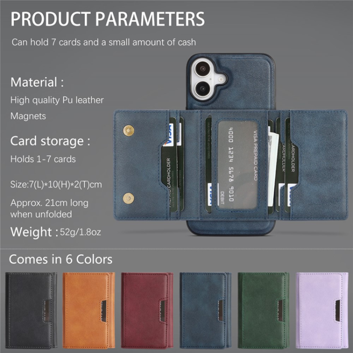 A-One Brand - iPhone 17 Mobilskal MagSafe Kickstand Tri-fold Korthållare - Blå