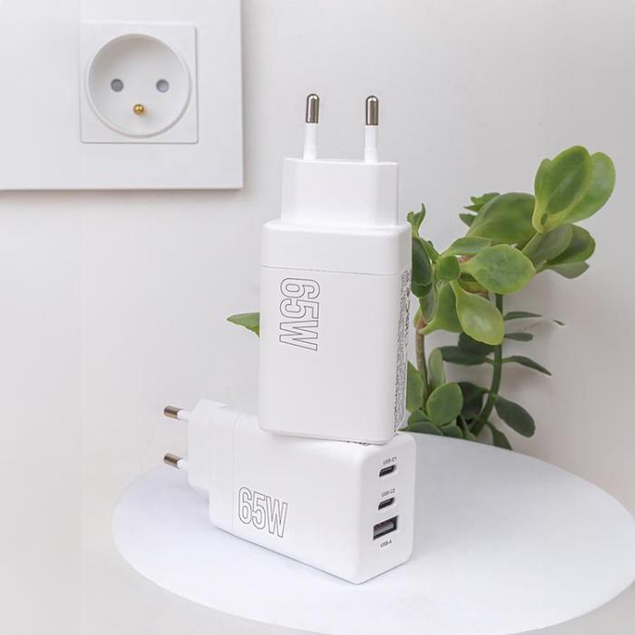 Maxlife - Maxlife Väggladdare 2x USB-C 1x USB 65W - Vit