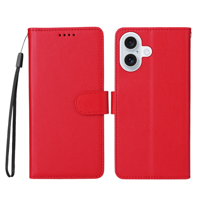 A-One Brand - iPhone 17 Plånboksfodral RFID Blocking med Handledsrem - Röd