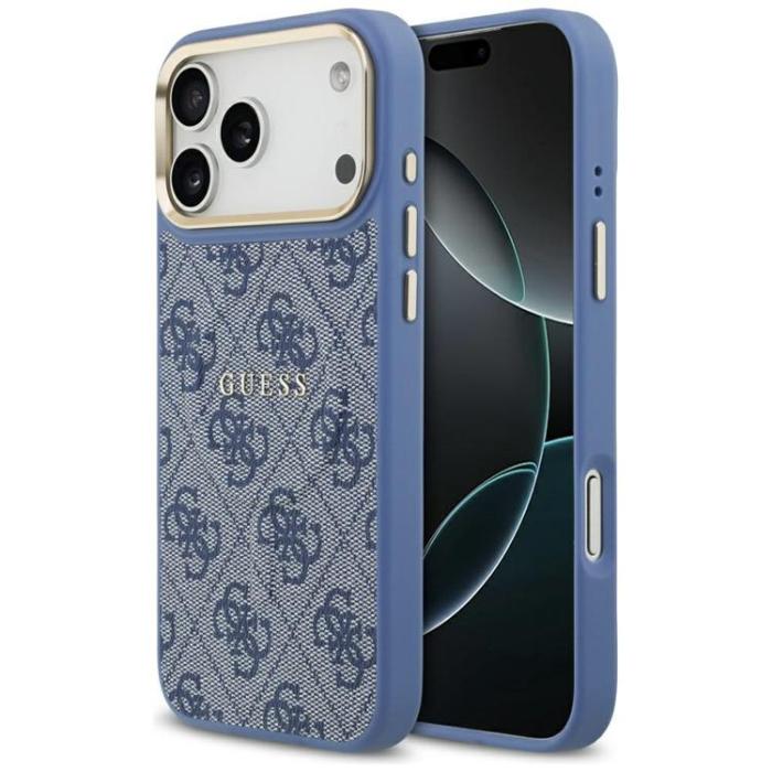 Guess - Guess iPhone 17 Pro Max Mobilskal MagSafe 4G PU Classic Logo - Blå