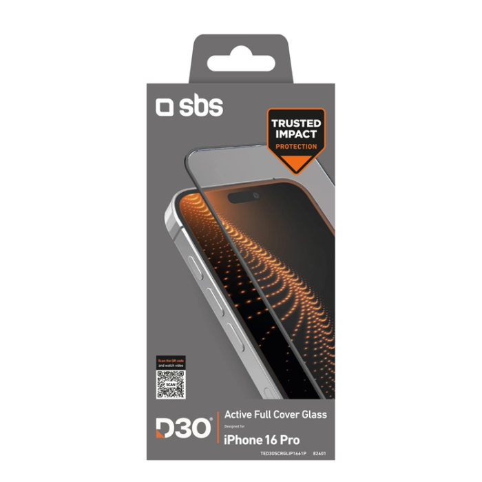SBS - SBS iPhone 16 Pro Härdat Glas Skärmskydd D30 - Svart