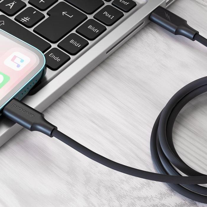 Proove - Proove USB-C - Lightning Kabel 1m Striped Silicone - Svart
