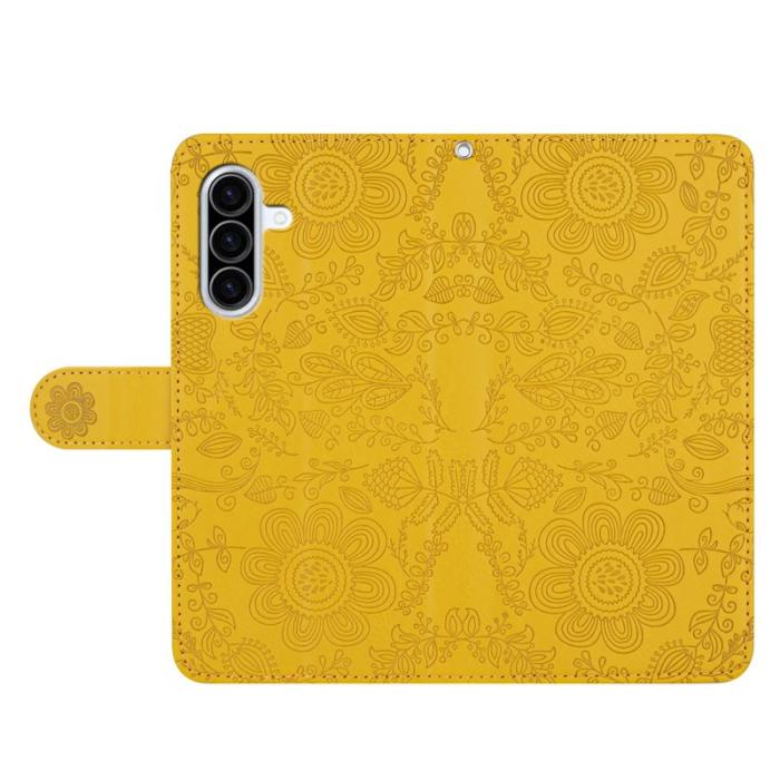 OEM - Samsung Galaxy A57 Plånboksfodral Konstläder Flip Blommönster - Gul